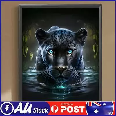 5D DIY Full Round Drill Diamond Painting Leopard In Water Kit Home Decor 30x40cm • $11.49