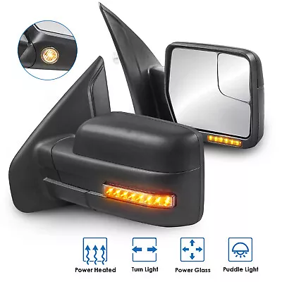 2PCS Power Heated Tow Mirrors W/ Streamer Signal For 2004-2014 Ford F150 Truck • $110.98