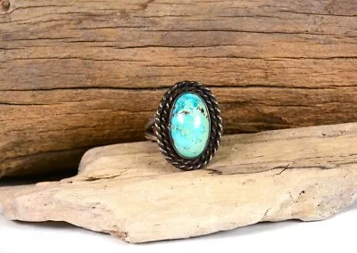 Vintage Navajo Sterling Silver And Natural Turquoise Ring • $108