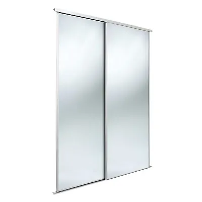 £210 • Buy Value Sliding Wardrobe Door Twinpack. 3mm Silver Mirror/ White Frame/trackset
