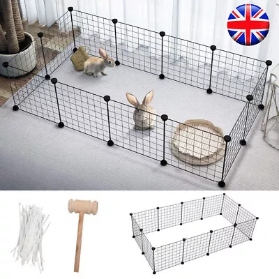 Foldable Pet Play Pen Fence 12 Panels Rabbit Puppy Dog Small Animal Playpen Cage • £15.99