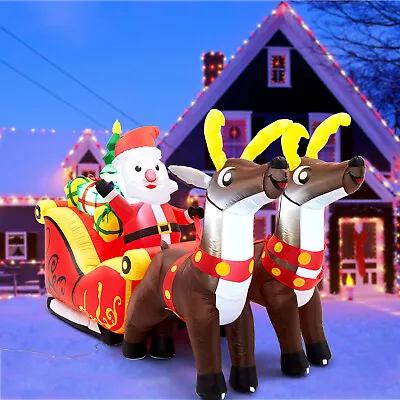 8 FT Christmas Inflatable Outdoor Decorations LED Lights Xmas SantaClaus Elks US • $28.51