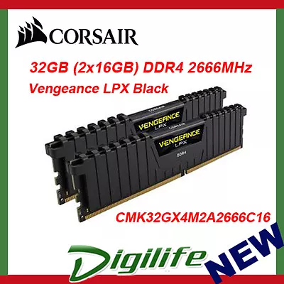 Corsair Vengeance LPX 32GB (2x16GB) DDR4 2666MHz C16 Desktop Gaming Memory Black • $135