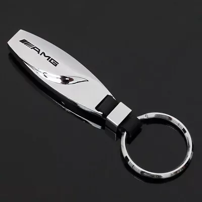 Mercedes Benz AMG Leather Strap Metal Logo Car Keyring Keychain Decoration AUS • $12.50