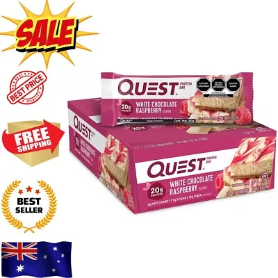 Quest Nutrition White Chocolate Raspberry Protein Bar High Protein Low Carb AU • $59.95