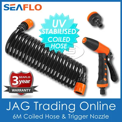 SEAFLO BOAT DECK WASH HOSE COIL SPRAY NOZZLE KIT - Marine/Caravan/RV Washdown • $63.66