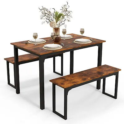 $159.95 • Buy Giantex 3 PCS Dining Table Set 3 Farmhouse Kitchen Dining Room Furniture