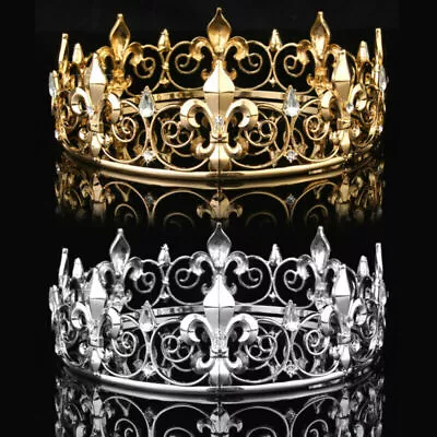 Medieval Men's Imperial Fleur De Lis King Crown Gold/silver 18cm Diameter • $16.80