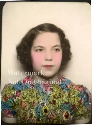 Vintage 1940s Photo Booth Pretty Girl Detailed Hand Colored • $14.95