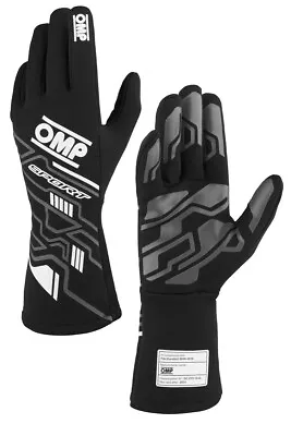 OMP Sport Gloves FIA 8856-2018 Racing Motorsport BLACK-WHITE IB0-0777-A01-076 • $95.87