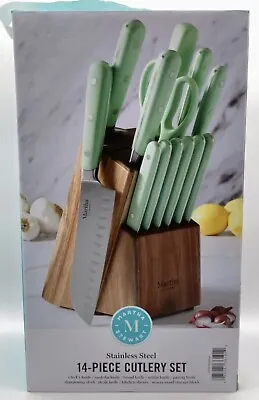 Martha Stewart Ergonomic Stainless Steel 14 Pc Wood Block Cutlery Knife Set • $55