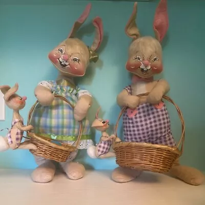 Pair Vintage 1982 Anna Lee Doll 18 Inch Girl & Boy Rabbit Easter USA *RARE* • $0.99
