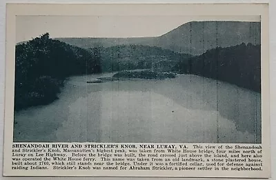 $5 • Buy Shenandoah River Stricklers Knob Luray Va SPH #z Virginia Postcard 1920's