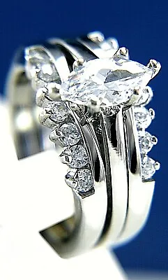 Engagement Wedding Bridal Women's Stainless Steel Cubic Zirconia Ring Band • $21