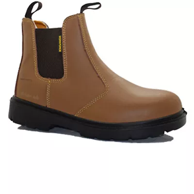 Mens Leather Chelsea Safety Boots Lightweight Dealer Steel Toe Cap Work Boots Sz • £24.95