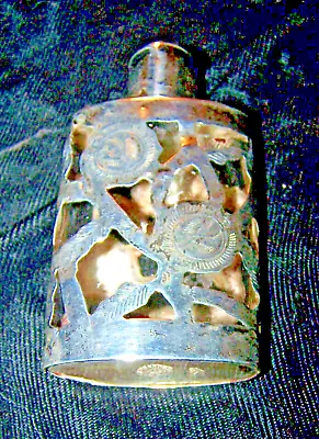 Vintage Mexican Sterling Silver Filigree Overlay Perfume Bottle-3 Inches Tall • $30