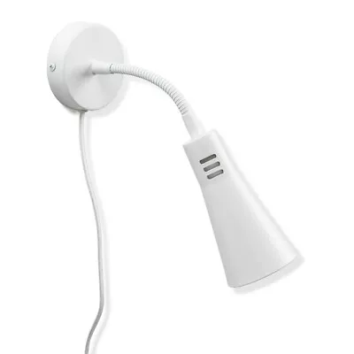 Flexible Gooseneck White Plug In Wall Light Reading Task Bedroom Bedside Lamp • £20.99