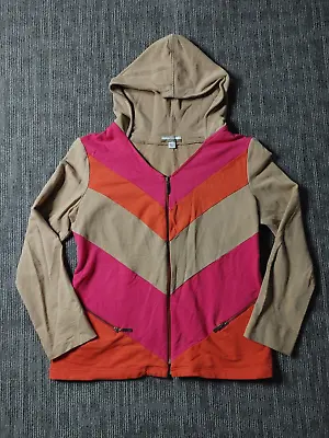 Muse Boston Proper Sport Women's Zip Up Hoodie Size Large Beige/Pink/Orange • $8.99