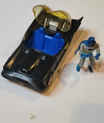 USED SET Vintage 1976 Mego Batmobile Black Toy Car & 1975 Batman - Broke Hinge • $13.49