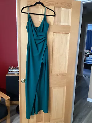 Green Spaghetti Strap Maxi Dress High Slit  Medium Juniors • $25