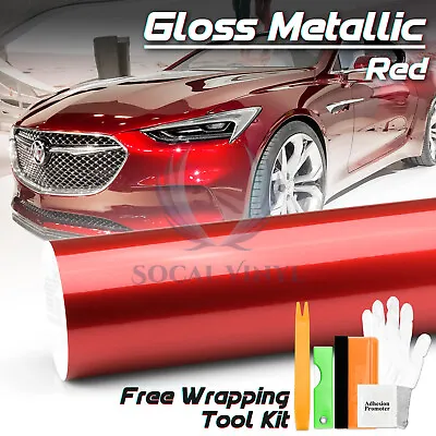 Gloss Metallic Red Candy Decal Car Vinyl Wrap Film Sticker Sheet Sparkle DIY • $47.50