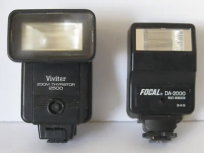 LOT Of 2 Camera Flash's Vivitar Zoom Thristor 2500 Tilt Head & Focal DA-2000 • $11.99