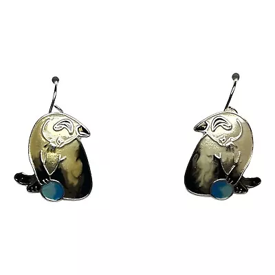 Siamese Kitty Cat Dangle Earrings Sterling Silver Plated Enamel Zarlite By Zarah • $31.99