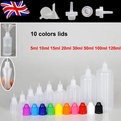 10pcs 5-120ml Empty LDPE Squeezable Dropper Bottles Care Liquid Droppers • £8.29