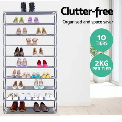 $29.40 • Buy Stackable 10 Tier Shoe Rack Indoor Shoe Organiser Home Closet Shelf Shelves Stan