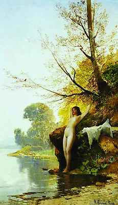 Hermann-David-Salomon Corrodi  Bather  Blue Artwork PAPER Or CANVAS Fine Art • £43