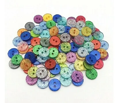 Pkg Of 20 GLITTERY SPARKLE 2-hole Resin Buttons 1/2  (13mm) Craft (W105) • $4.55