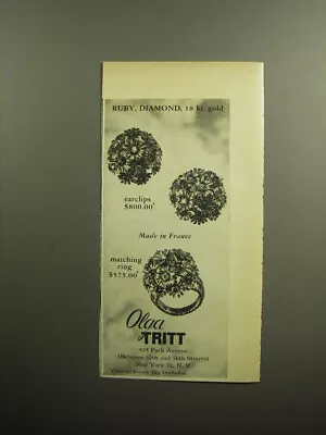 1959 Olga Tritt Jewelry Ad - Ruby Diamond 18 Kt. Gold • $19.99