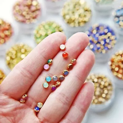 4mm / 0.16  Super Tiny Multi-Color Buttons With Brass Base Mini Pearl Button... • $17.32