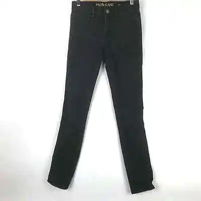 MIH Made In Heaven Women 25 Oslo Jeans Mid Rise Long Slim Leg Black Faded • £38.57