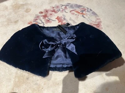 £5.99 • Buy Debut Dark Blue Faux Fur Ladies Short Evening Cape BNWT One Size John Lewis