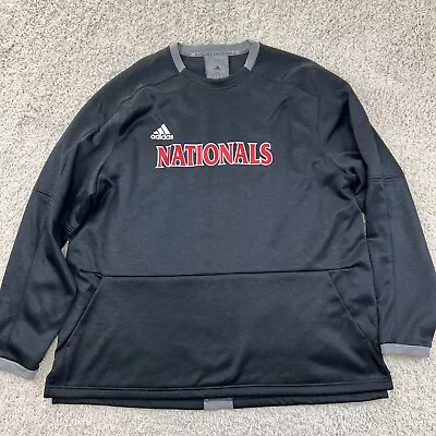 Washington Nationals Baseball Pullover Mens 2XL Black Adidas MLB Pocket • $23.47