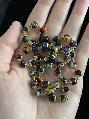 Vintage Italian Murano Millefiori Glass Bead Necklace Venetian 19” • $21.50