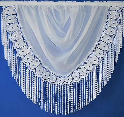 £17 • Buy Chanaze A Voile White Swag That Has Deep Macrame Tassels Net Curtain Lounge