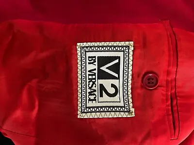 VTG 1990's Bright Red Versace Metal Button JACKET COAT 46 EU 36 Short  • $275