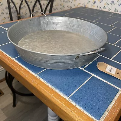 Three Galvanized Serving Tray With Metal Handles Medium Gray😊👍 • $25