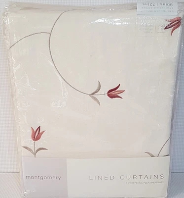 £49.99 • Buy Montgomery LINED CURTAINS Zandia Design Pencil Pleat 90  X 72  Inches NEW Spring