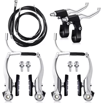 Alloy Mountain Bike V Brake Set Front And Rear MTB Hybrid Callipers Cables Lever • $15.67