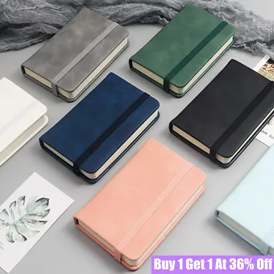 Notebook A7 PU Leather Notepad Pocket Journal Mini Business Planner Diary New • £3.93