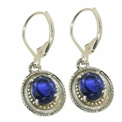 Iolite Gemstone 925 Sterling Silver Earlobe Dangle Earrings Gift For Her • £22.73