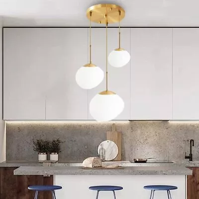  Modern Chandelier Glass Globe Pendant Lamp Mid Century 3-Light Ceiling Fixtures • $156.12