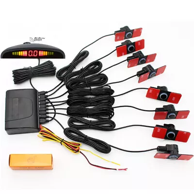 8 Car Parking Sensor Auto Backup Reverse Flat Radar Detector System LED Monitor • $51.20