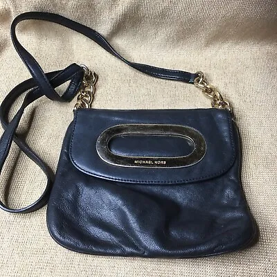 Michael Kors Berkley Crossbody  Black Genuine Leather Purse Small • $25