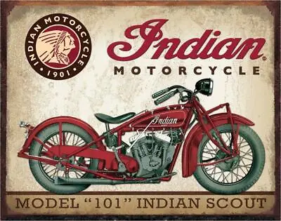 Indian Scout Motorcycle Tin Sign 16  W X 12.5  H  • $11.99