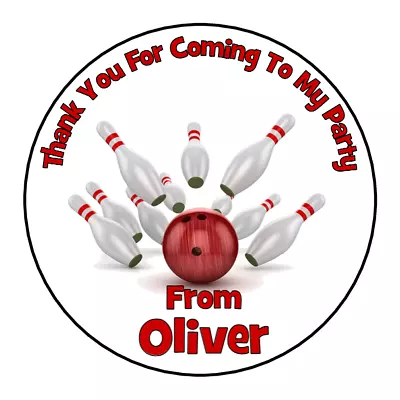 Personalised Birthday Stickers Party Bag Sweet Cone Thank You Ten Pin Bowling • £2.15