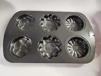 Wilton Mini Flowers Cake Pan 6 Cavity Mold Heavyweight Floral Wedding Party EUC • $18.69